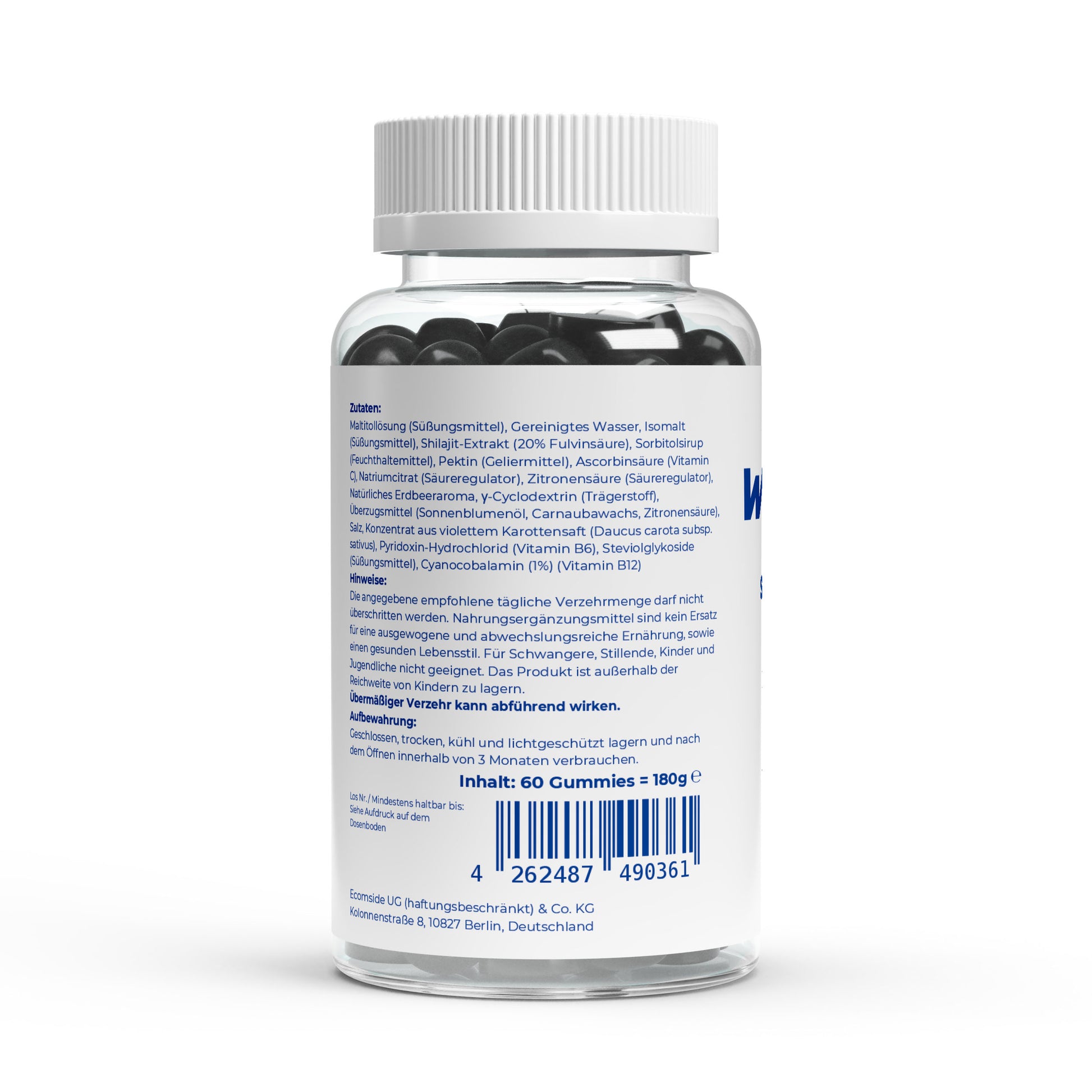 WAYDRU - Shilajit Gummies – vegane Shilajit Gummibären Nahrungsergänzung mit Fulvinsäure, Vitamin C, B6 und B12 für Energie, Vitalität und Immunsystem, 60 Stück