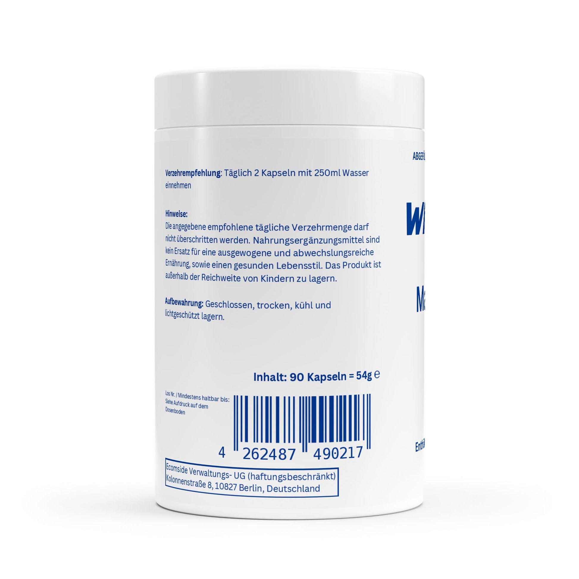WAYDRU – Magnesium Komplex Kapseln
3-fach Komplex mit Vitamin B6 – Für Muskeln, Energie & Nerven!