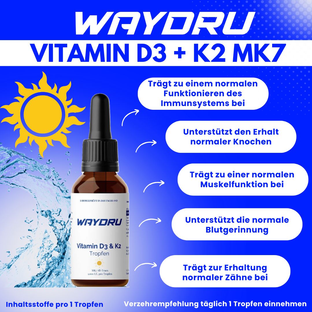 WAYDRU - Vtamin D3 + K2 MK7 Tropfen