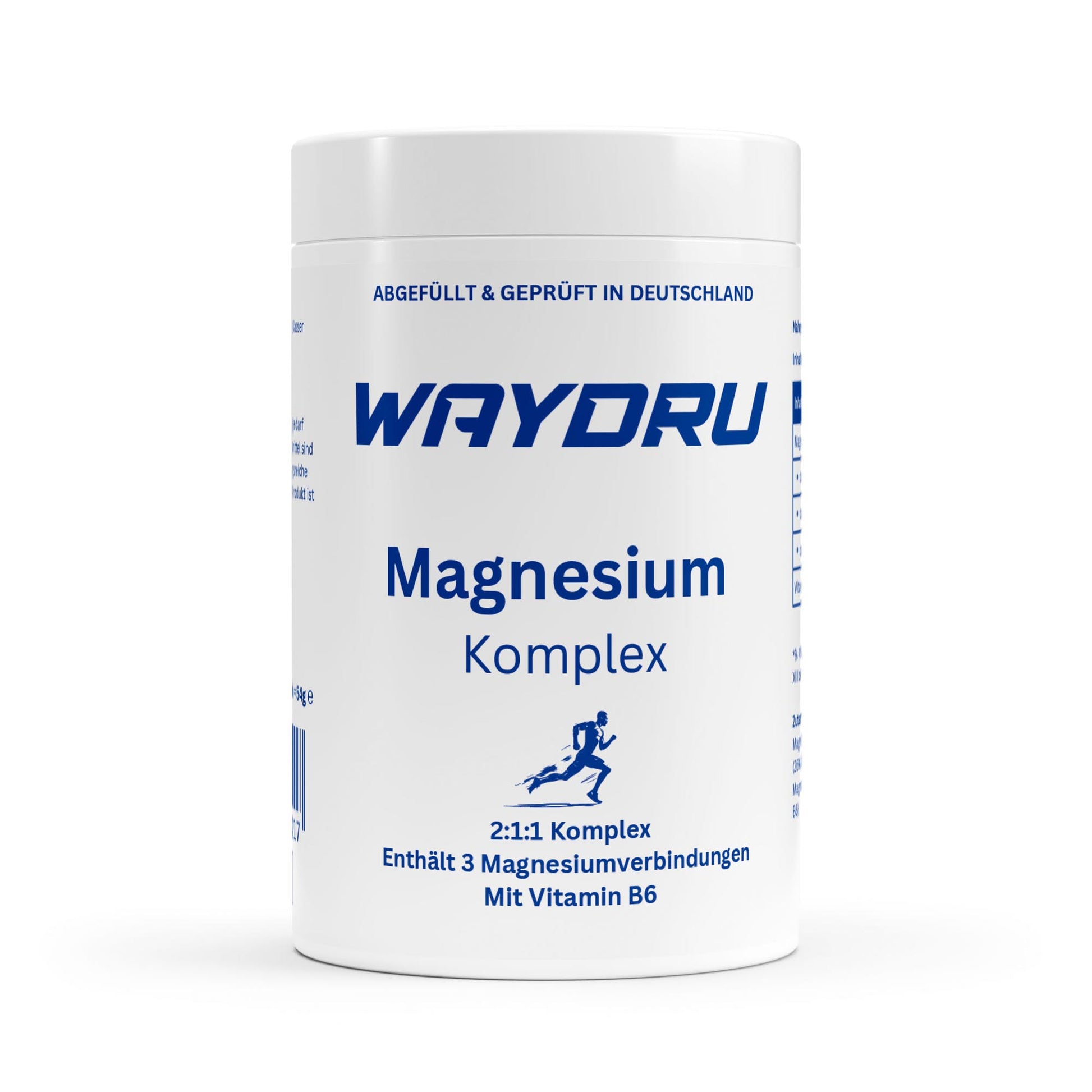 WAYDRU – Magnesium Komplex Kapseln
3-fach Komplex mit Vitamin B6 – Für Muskeln, Energie & Nerven!