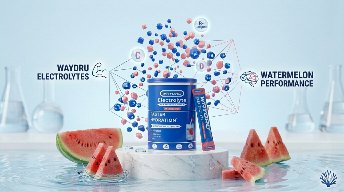 Waydru Elektrolyte Wassermelone: Das Premium Elektrolyt-Pulver für Hydratation und Performance.