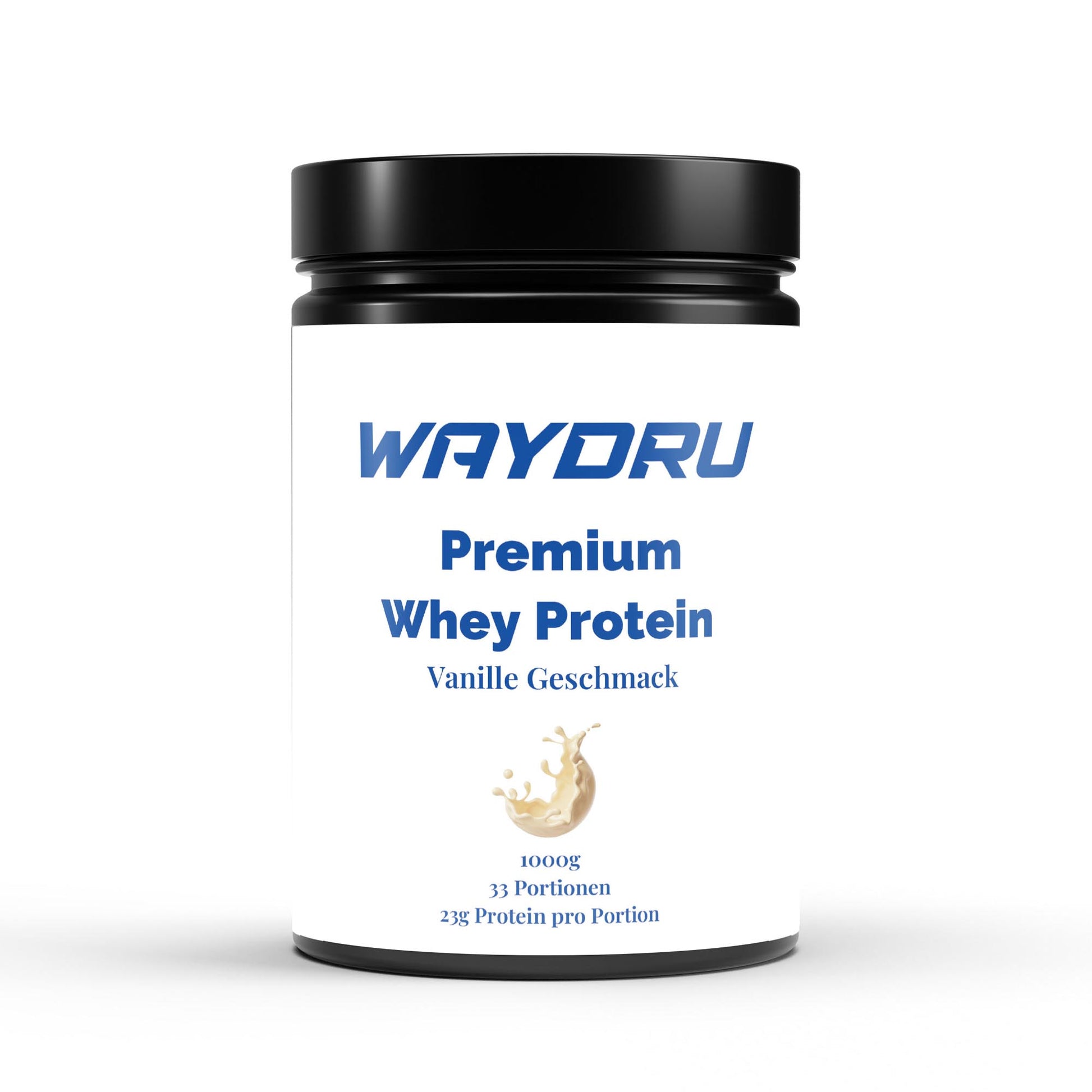 WAYDRU Premium Whey Protein Vanille 1000 g – cremiges Molkenproteinpulver mit 23 g Eiweiß pro Portion