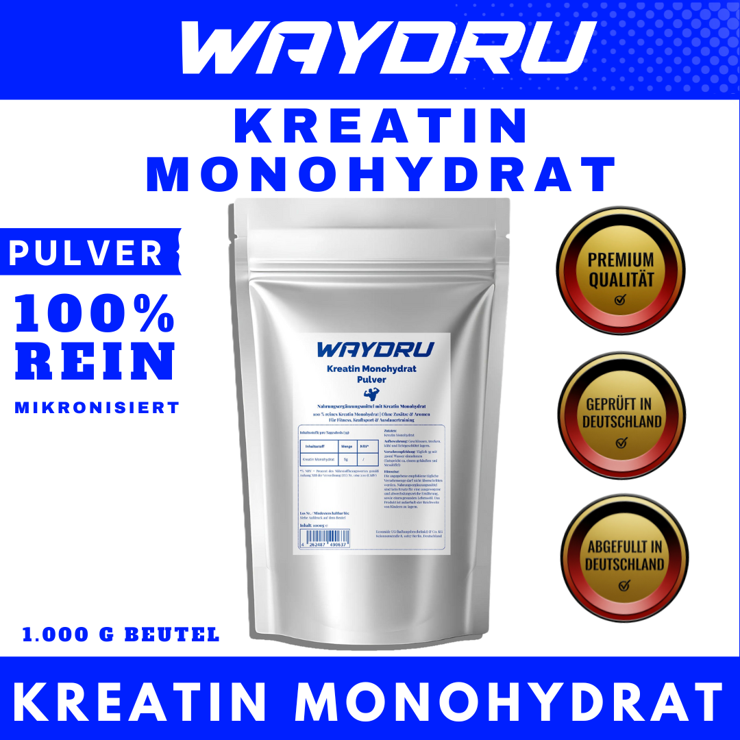 Kreatin Monohydrat Pulver | WAYDRU Premium Kreatin