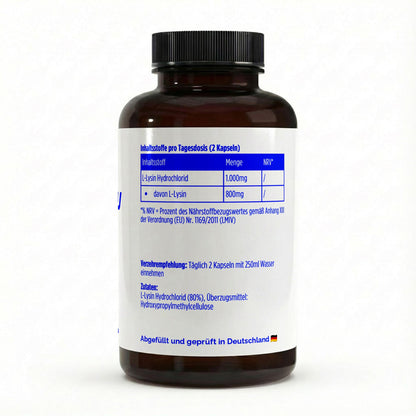 WAYDRU L-Lysin Kapseln – Hochdosierte vegane Aminosäuren aus pflanzlicher Fermentation mit 1000 mg L-Lysin pro Tagesdosis