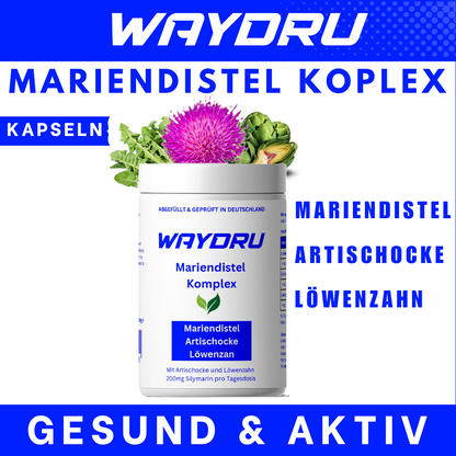 WAYDRU - Mariendistel Komplex
besteht aus Mariendistel, Artischocke und Löwenzahn.
Lebertgiftung - Fettleber