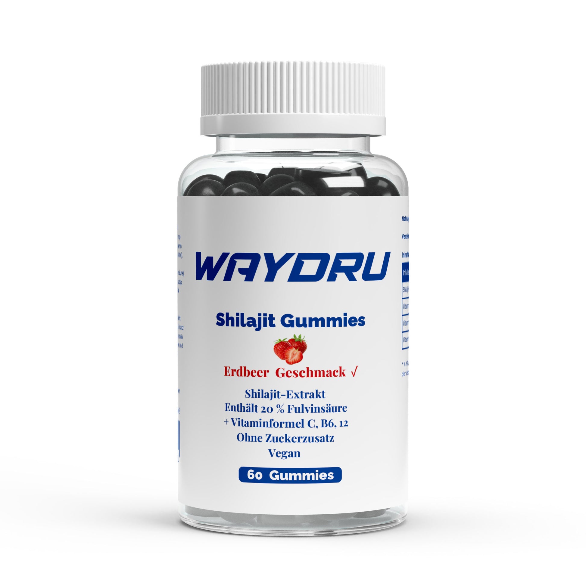 WAYDRU - Shilajit Gummies – vegane Shilajit Gummibären Nahrungsergänzung mit Fulvinsäure, Vitamin C, B6 und B12 für Energie, Vitalität und Immunsystem, 60 Stück