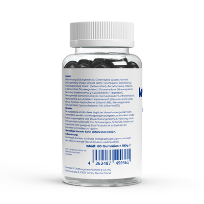 WAYDRU - Shilajit Gummies – vegane Shilajit Gummibären Nahrungsergänzung mit Fulvinsäure, Vitamin C, B6 und B12 für Energie, Vitalität und Immunsystem, 60 Stück