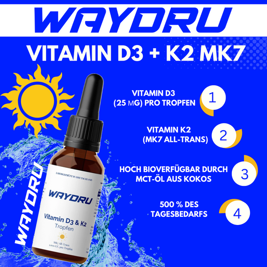 WAYDRU - Vtamin D3 + K2 MK7 Tropfen