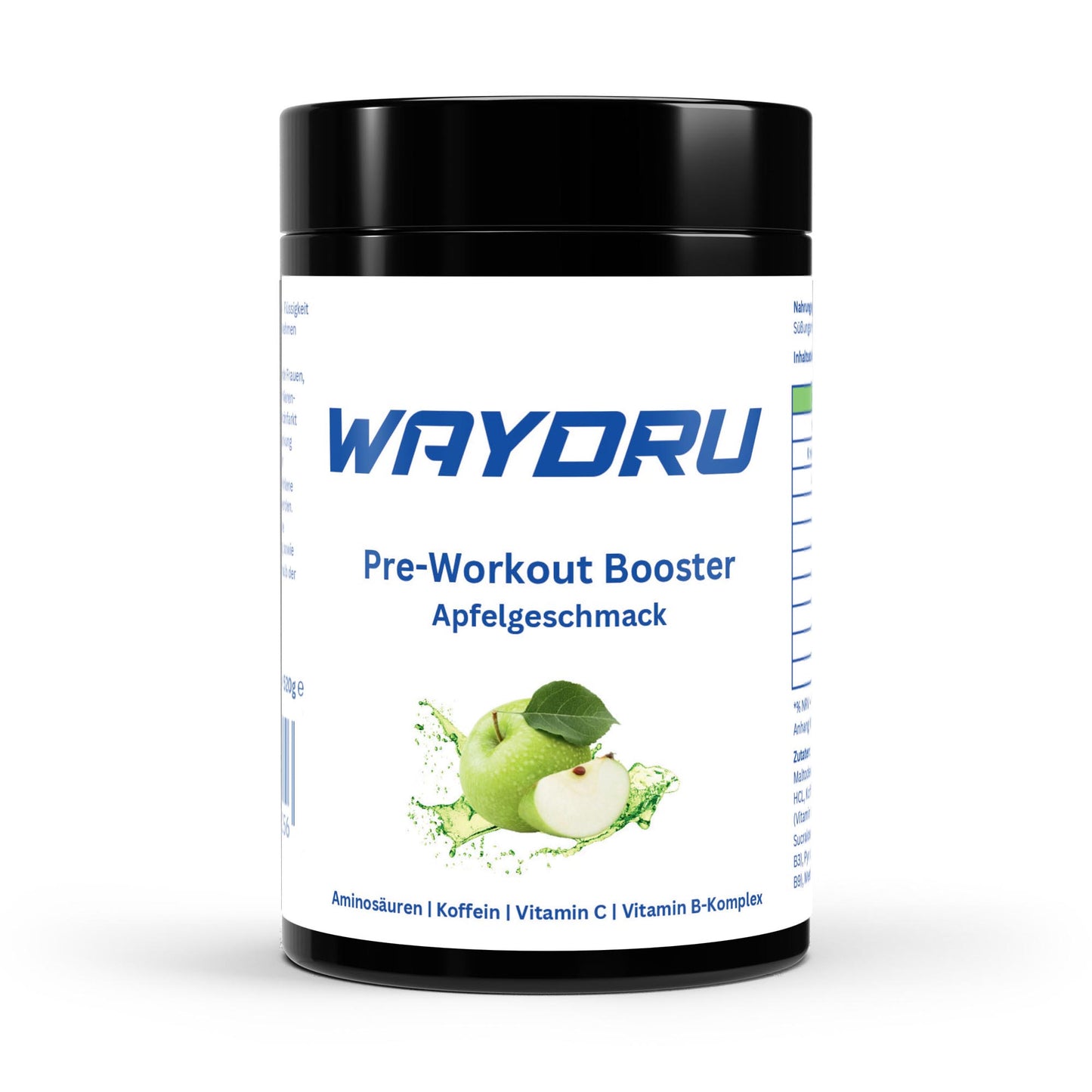 WAYDRU Pre Workout Booster Apfel – Leistungsstarker Trainingsbooster mit fruchtigem Apfelgeschmack für Fokus, Ausdauer & Kraft im Training.