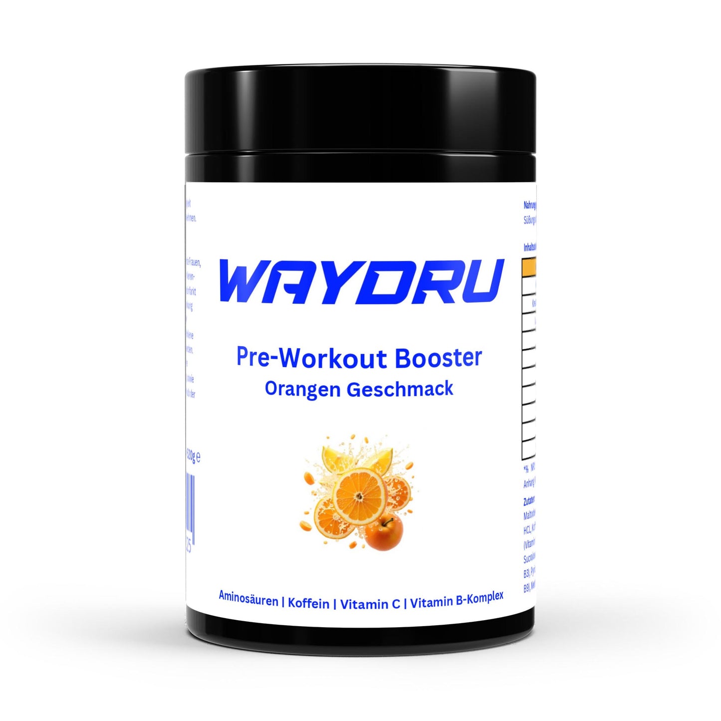 WAYDRU Pre Workout Booster Orange – Erfrischender Orangen-Workout-Booster mit Koffein, Citrullin & Beta-Alanin für maximale Trainingsleistung.