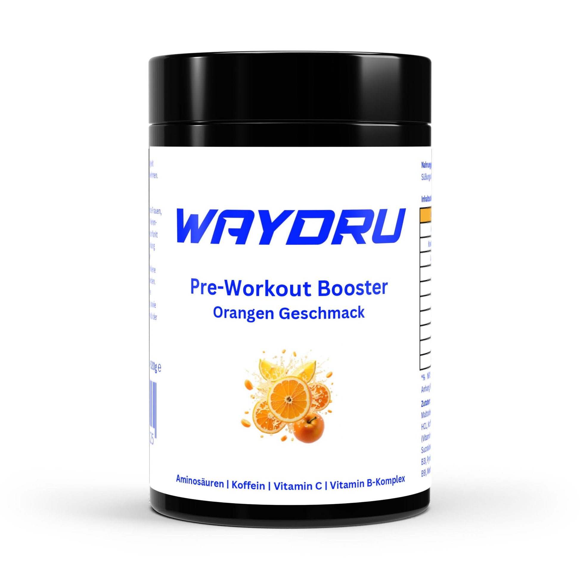 WAYDRU Pre Workout Booster Orange – Erfrischender Orangen-Workout-Booster mit Koffein, Citrullin & Beta-Alanin für maximale Trainingsleistung.