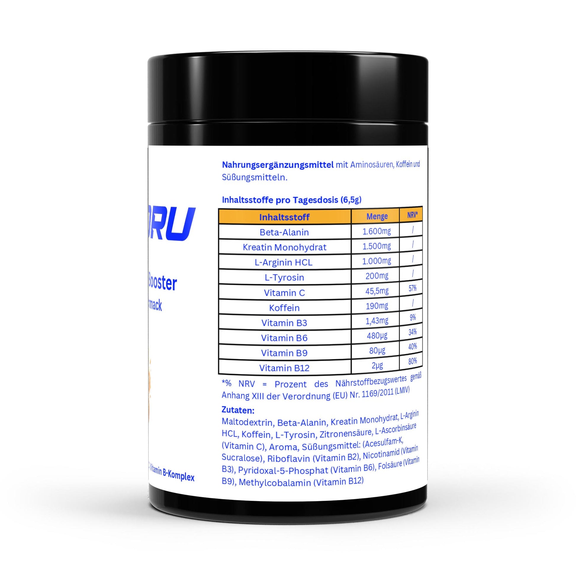 WAYDRU Pre Workout Booster Orange – Erfrischender Orangen-Workout-Booster mit Koffein, Citrullin & Beta-Alanin für maximale Trainingsleistung.