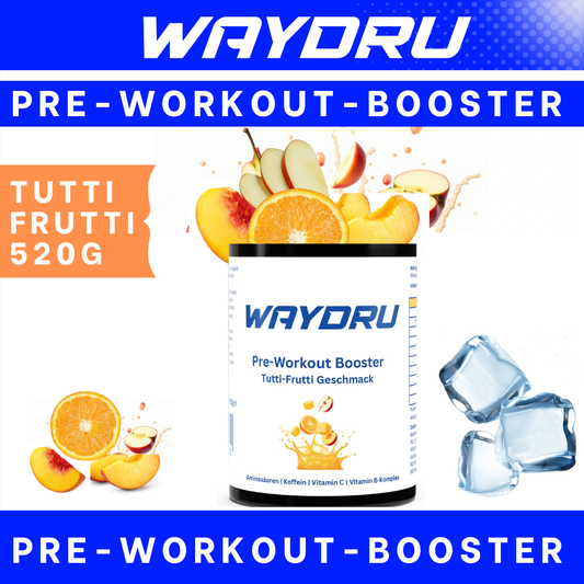 WAYDRU Pre Workout Booster Tutti Frutti – Hochdosierter Trainingsbooster für maximale Energie, Fokus und Leistung beim Workout