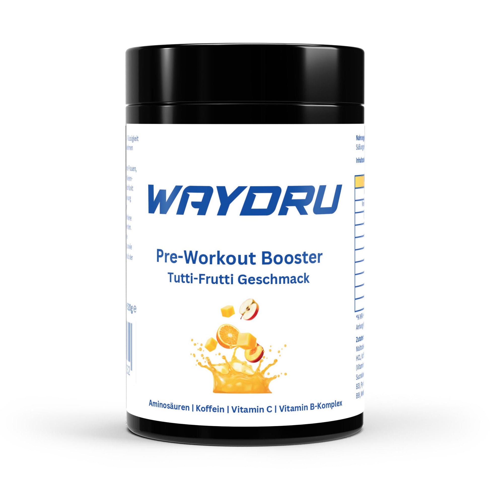 WAYDRU Pre Workout Booster Tutti Frutti – Hochdosierter Trainingsbooster für maximale Energie, Fokus und Leistung beim Workout