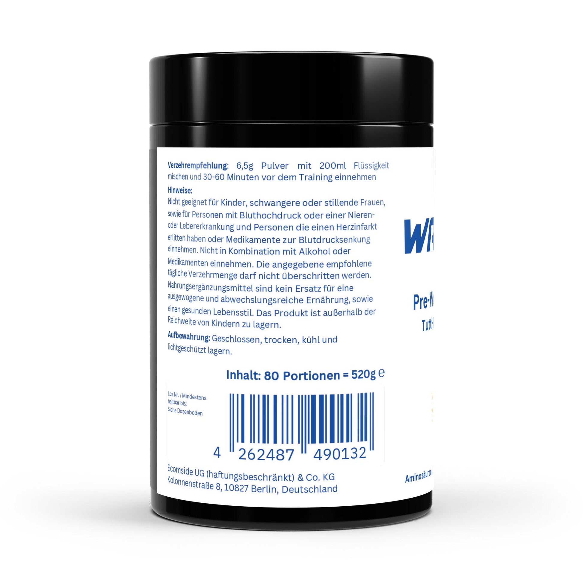 WAYDRU Pre Workout Booster Tutti Frutti – Hochdosierter Trainingsbooster für maximale Energie, Fokus und Leistung beim Workout