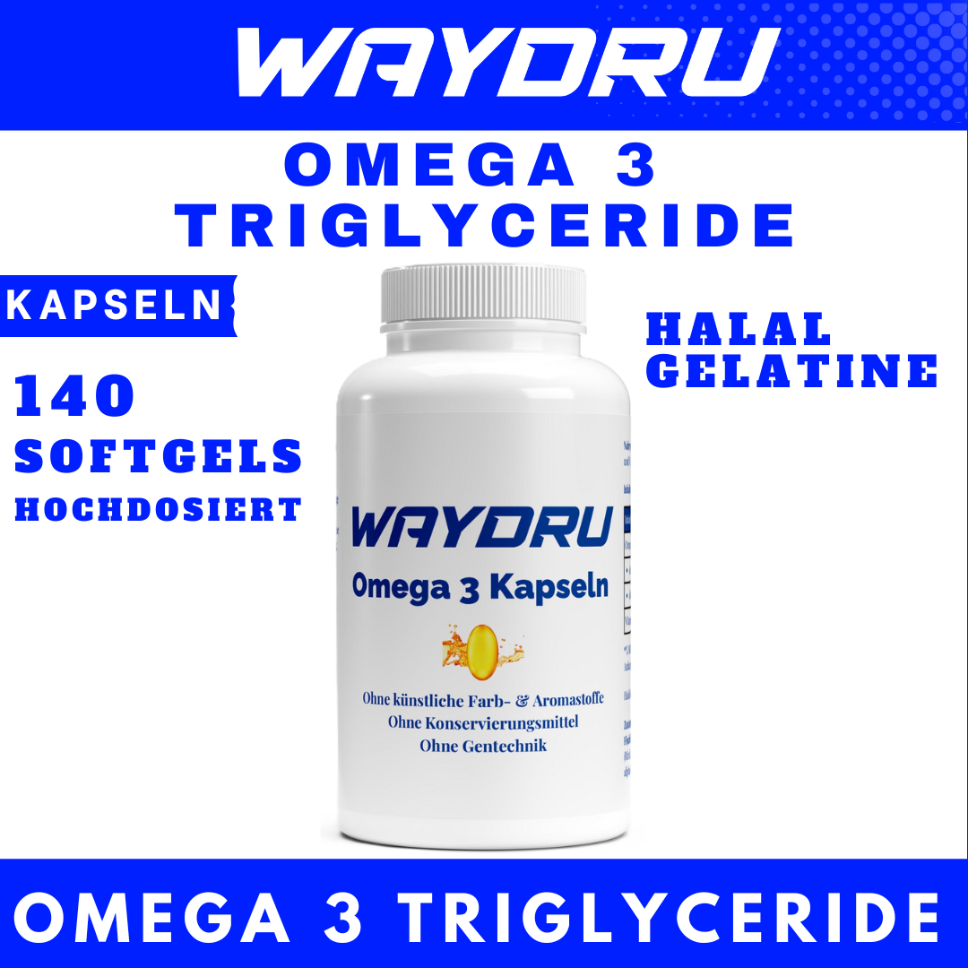 WAYDRU Omega 3 Triglyceride 18/12 (Halal Gelatine) - 140 Softgels Kapseln