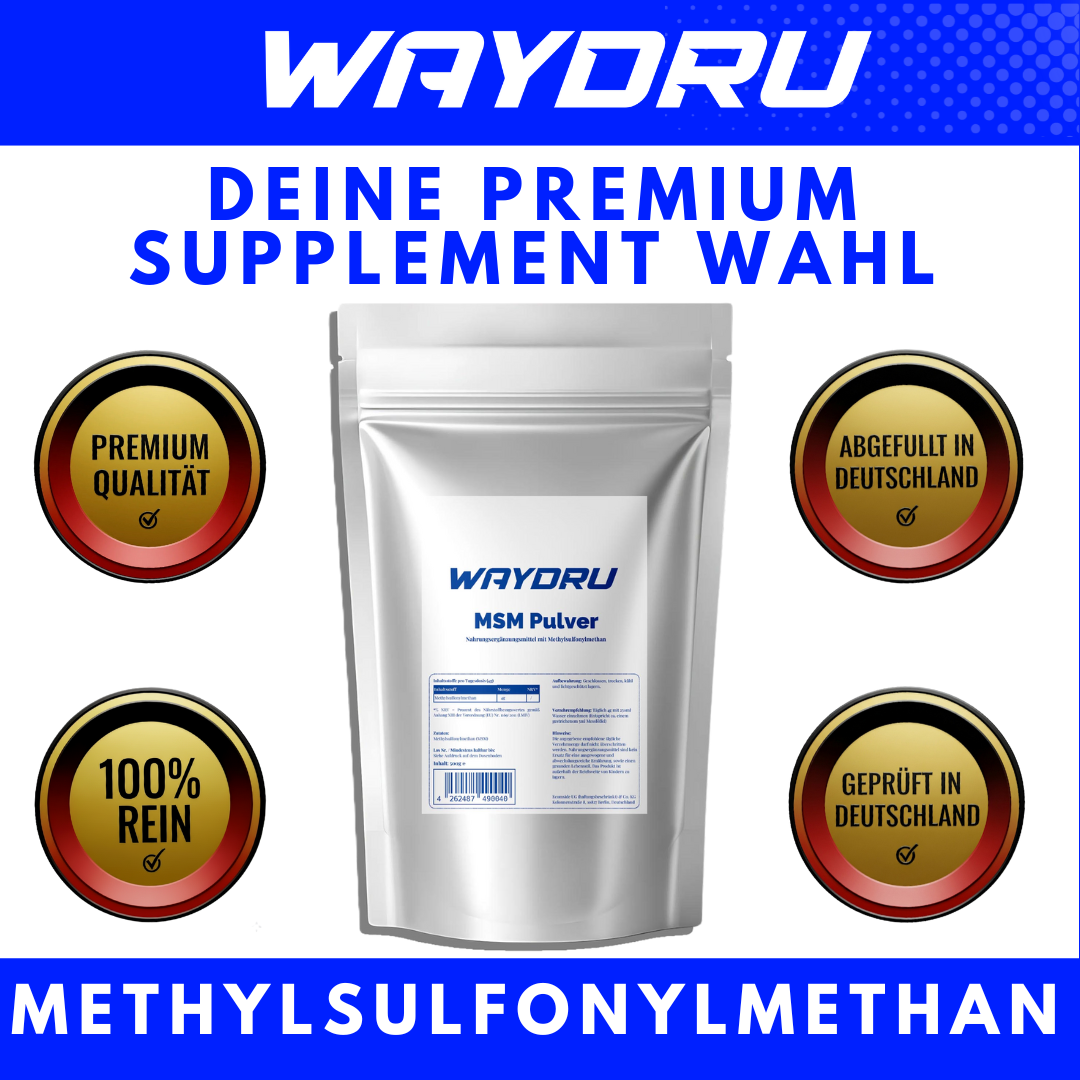 MSM Pulver | WAYDRU Premium MSM Pulver 500 g – 100 % reines Methylsulfonylmethan