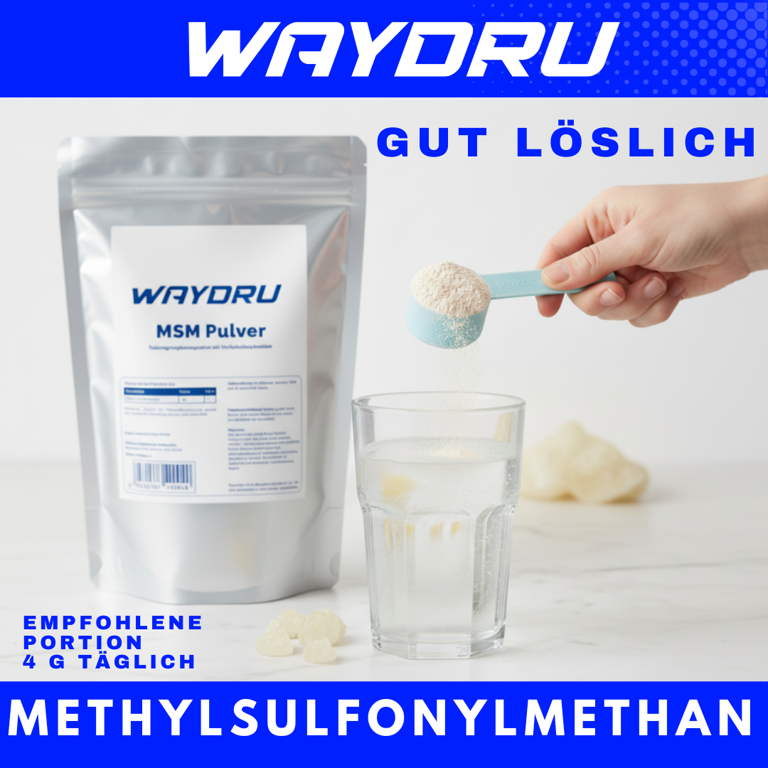 MSM Pulver | WAYDRU Premium MSM Pulver 500 g – 100 % reines Methylsulfonylmethan