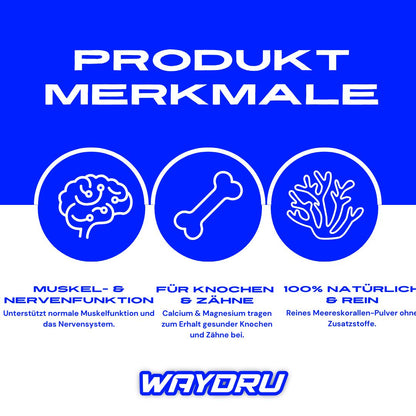 WAYDRU – Sango Meeres Koralle Pulver

🌊 Natürliches Calcium & Magnesium im idealen Verhältnis für Knochen, Muskeln und Nervensystem!