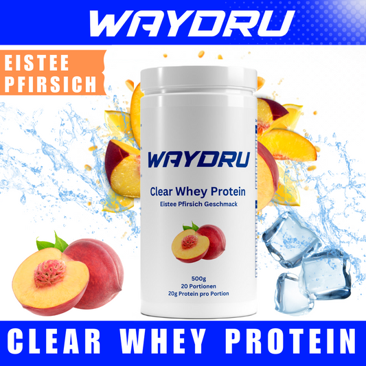 WAYDRU – Clear Whey Protein Eistee Pfirsich

Erfrischender Protein-Boost für deinen Alltag – klar, leicht, effektiv!