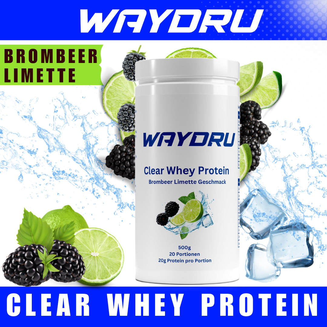 WAYDRU – Clear Whey Protein Brombeer-Limette

Erfrischender Proteinshake mit fruchtigem Twist – leicht, klar, effektiv.