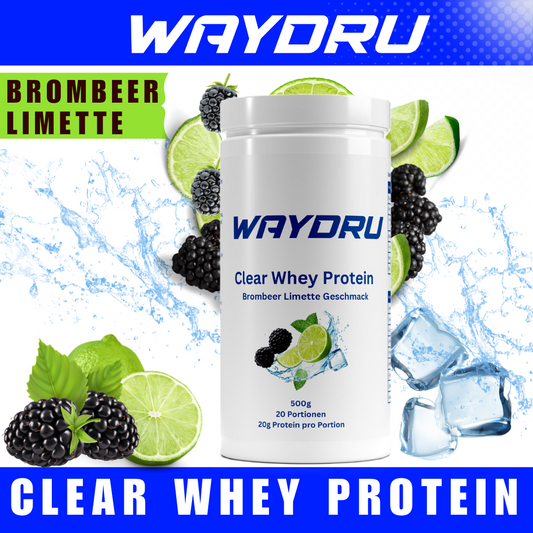 WAYDRU – Clear Whey Protein Brombeer-Limette

Erfrischender Proteinshake mit fruchtigem Twist – leicht, klar, effektiv.