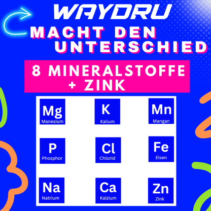 WAYDRU Elektrolyte Wassermelone – Elektrolytgetränk mit 8 Mineralstoffen und 6 Vitaminen für schnelle Hydration – Wassermelonen-Geschmack, zuckerfrei, ideal für Sport und Reisen.