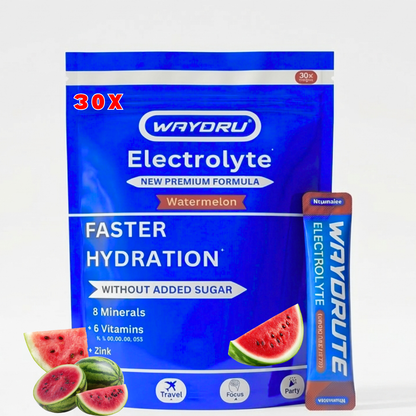 Elektrolyte Wassermelonen-Geschmack - 300g (30 Sticks) | WAYDRU Elektrolyt- Hydration Pulver