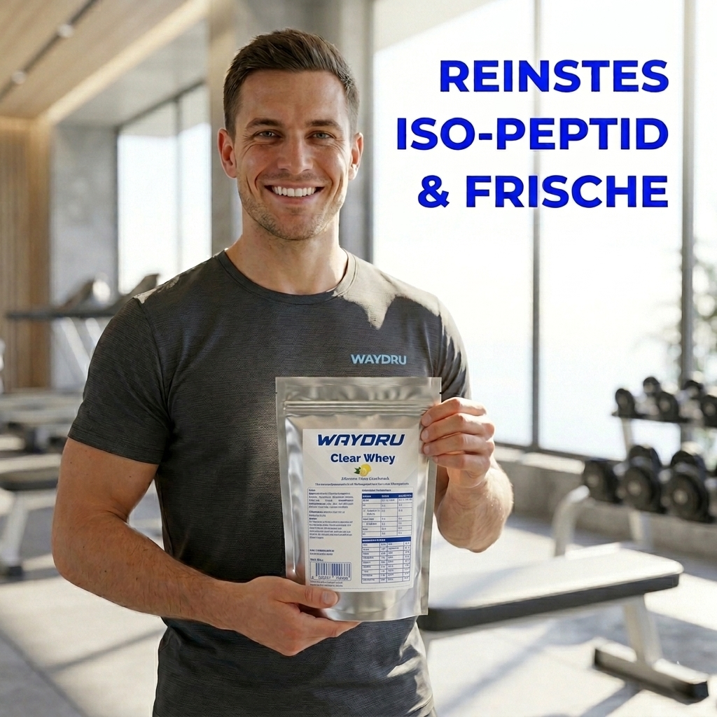 WAYDRU Clear Whey Protein Isolat in der Geschmacksrichtung Zitronen-Eistee, silberne 500g Packung