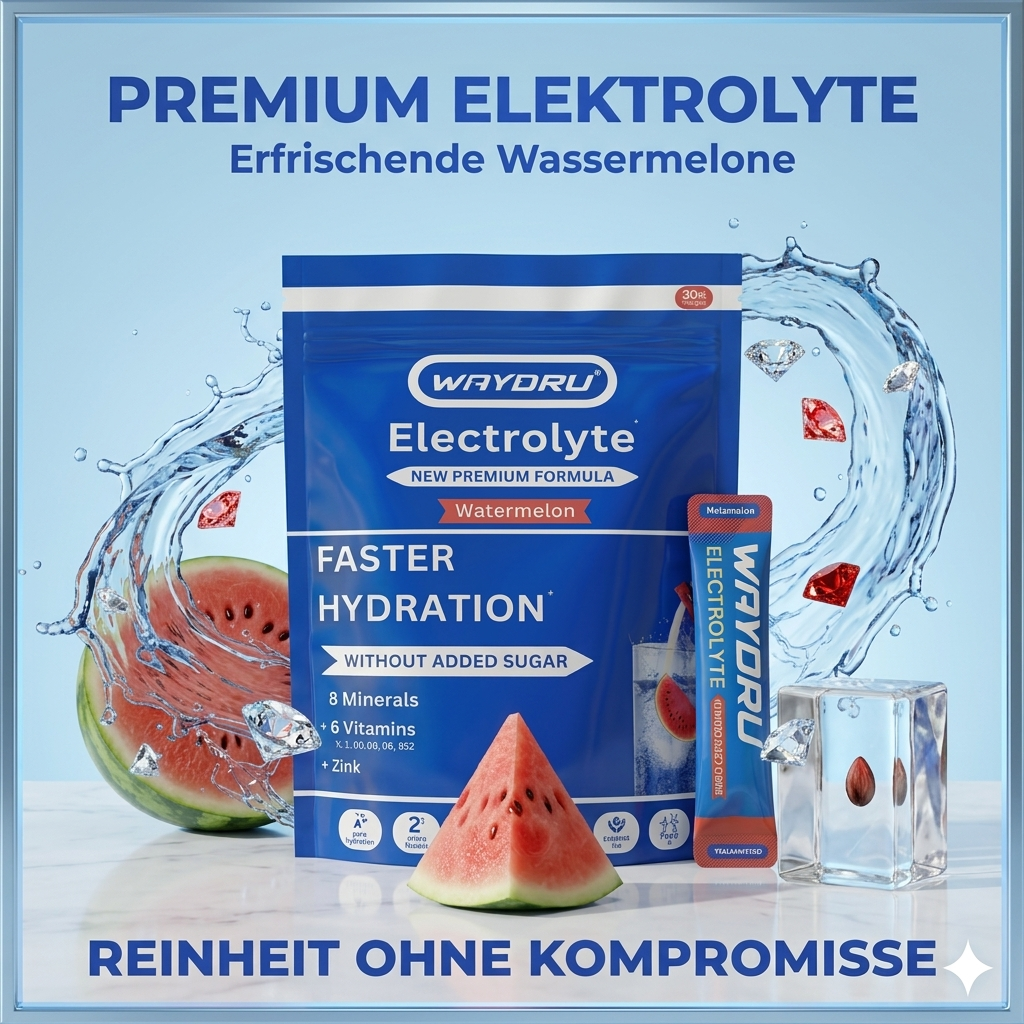 WAYDRU Elektrolyte Wassermelone 300g Beutel mit 30 Sticks ohne Zuckerzusatz.
