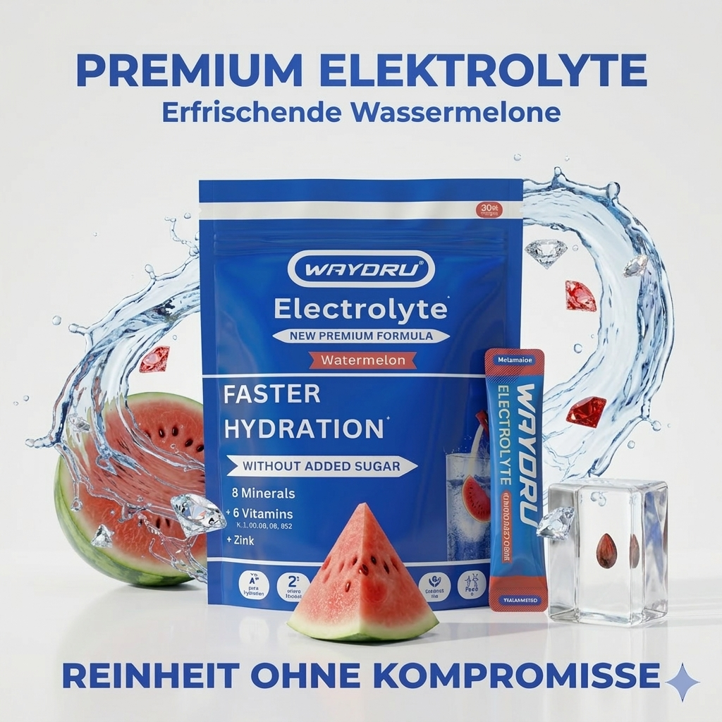 WAYDRU Elektrolyte Wassermelone 300g Beutel mit 30 Sticks ohne Zuckerzusatz.