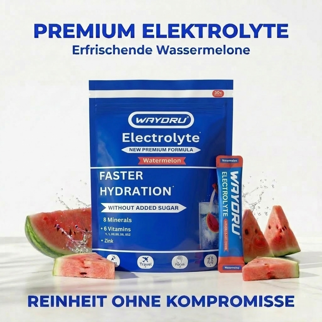 WAYDRU Elektrolyte Wassermelone 300g Beutel mit 30 Sticks ohne Zuckerzusatz.