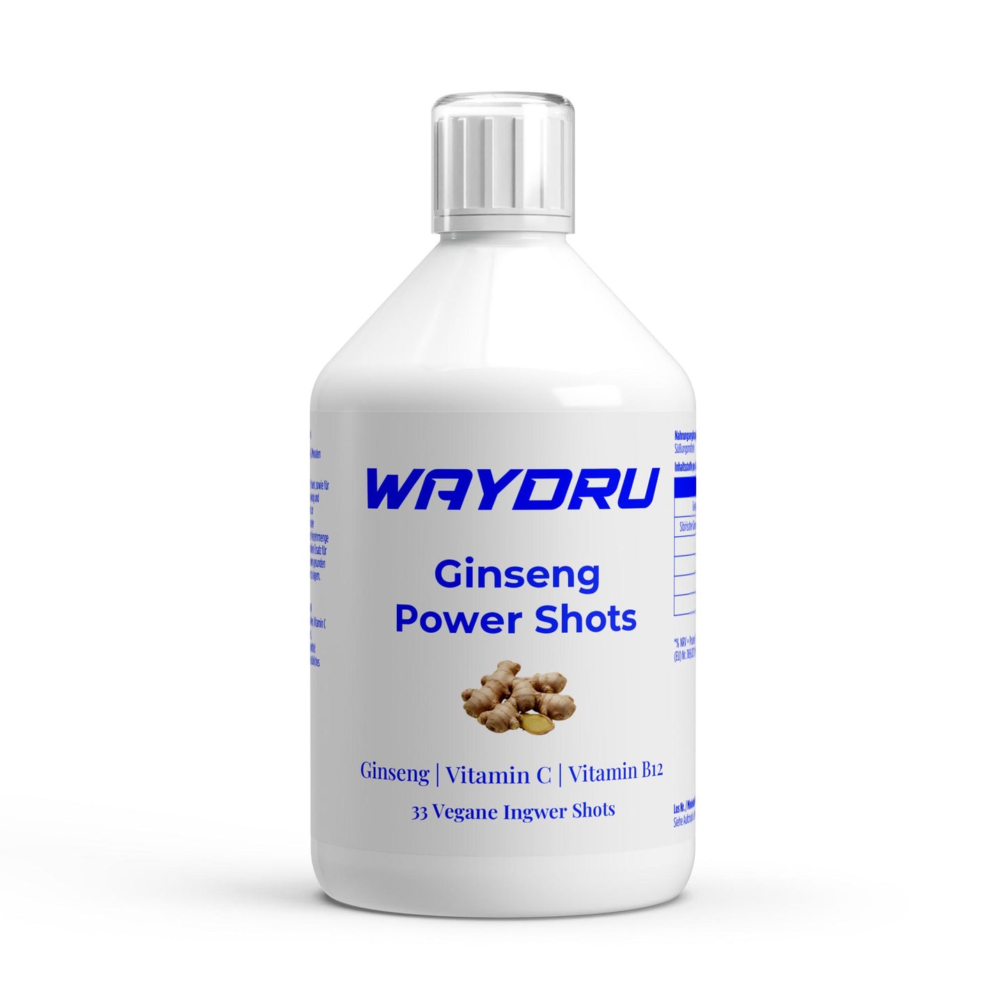 Ginseng Power Shots von WAYDRU – vegane Energieformel mit Ginseng, Ingwer und Koffein