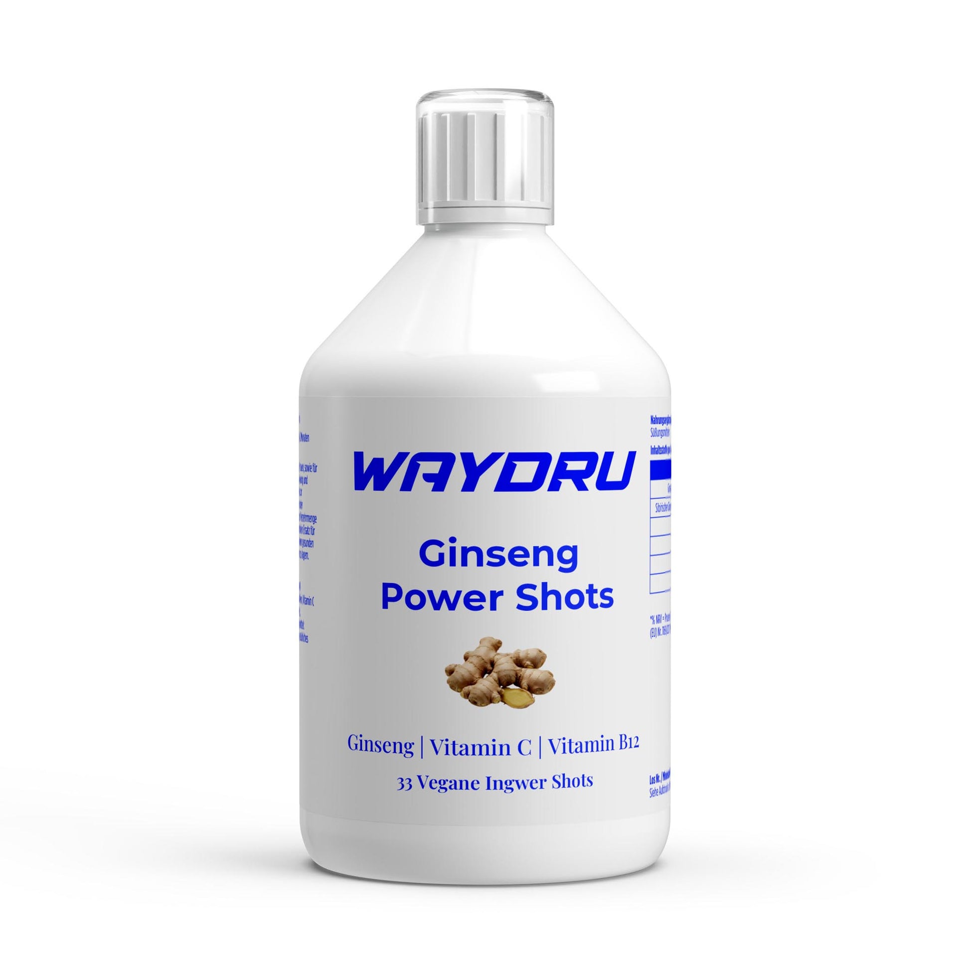 Ginseng Power Shots von WAYDRU – vegane Energieformel mit Ginseng, Ingwer und Koffein