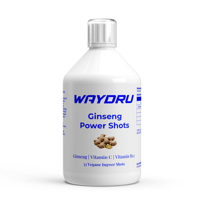 Ginseng Power Shots von WAYDRU – vegane Energieformel mit Ginseng, Ingwer und Koffein