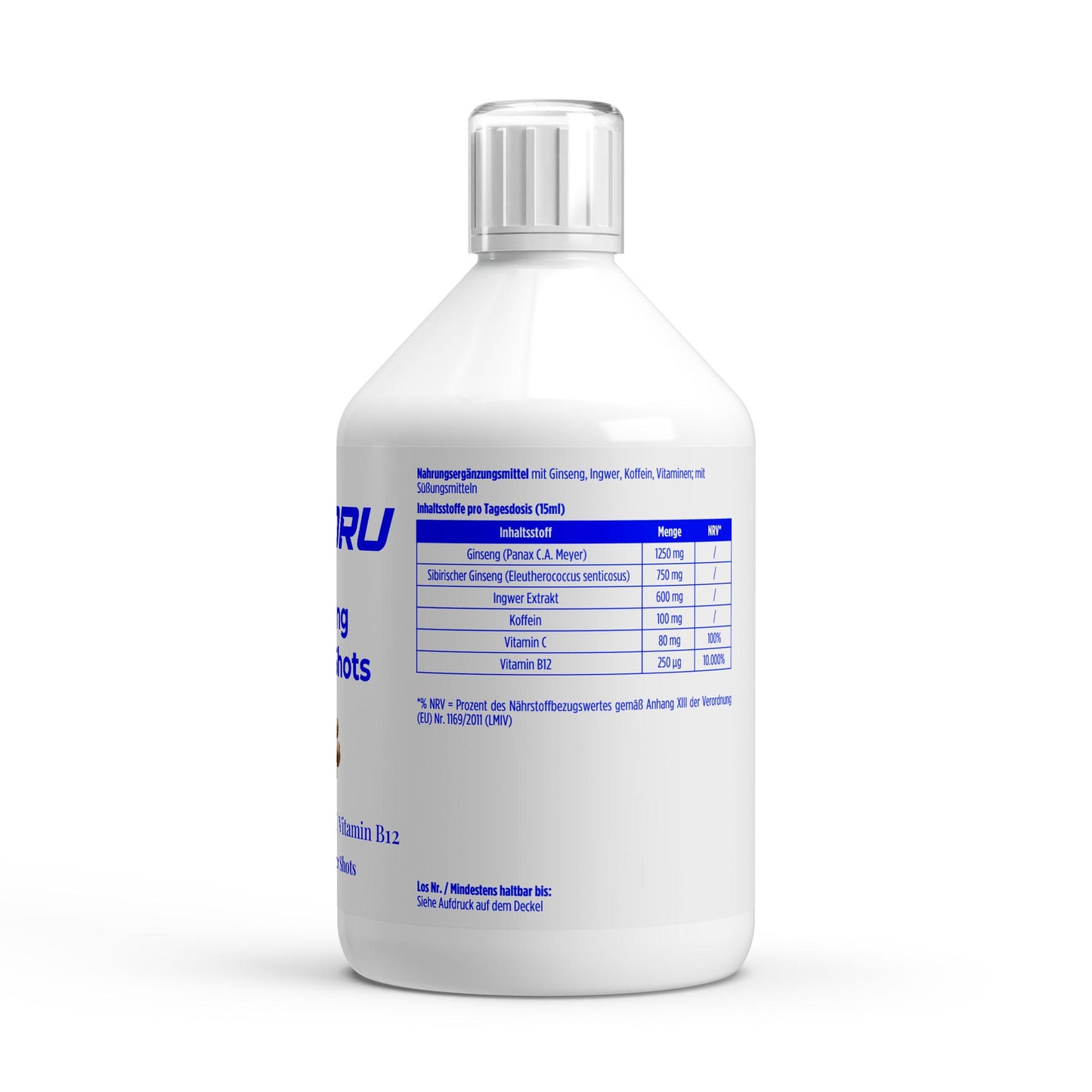 WAYDRU Ginseng Power Shots – 500 ml – Panax Ginseng, Ingwer, Koffein für Energie und Fokus