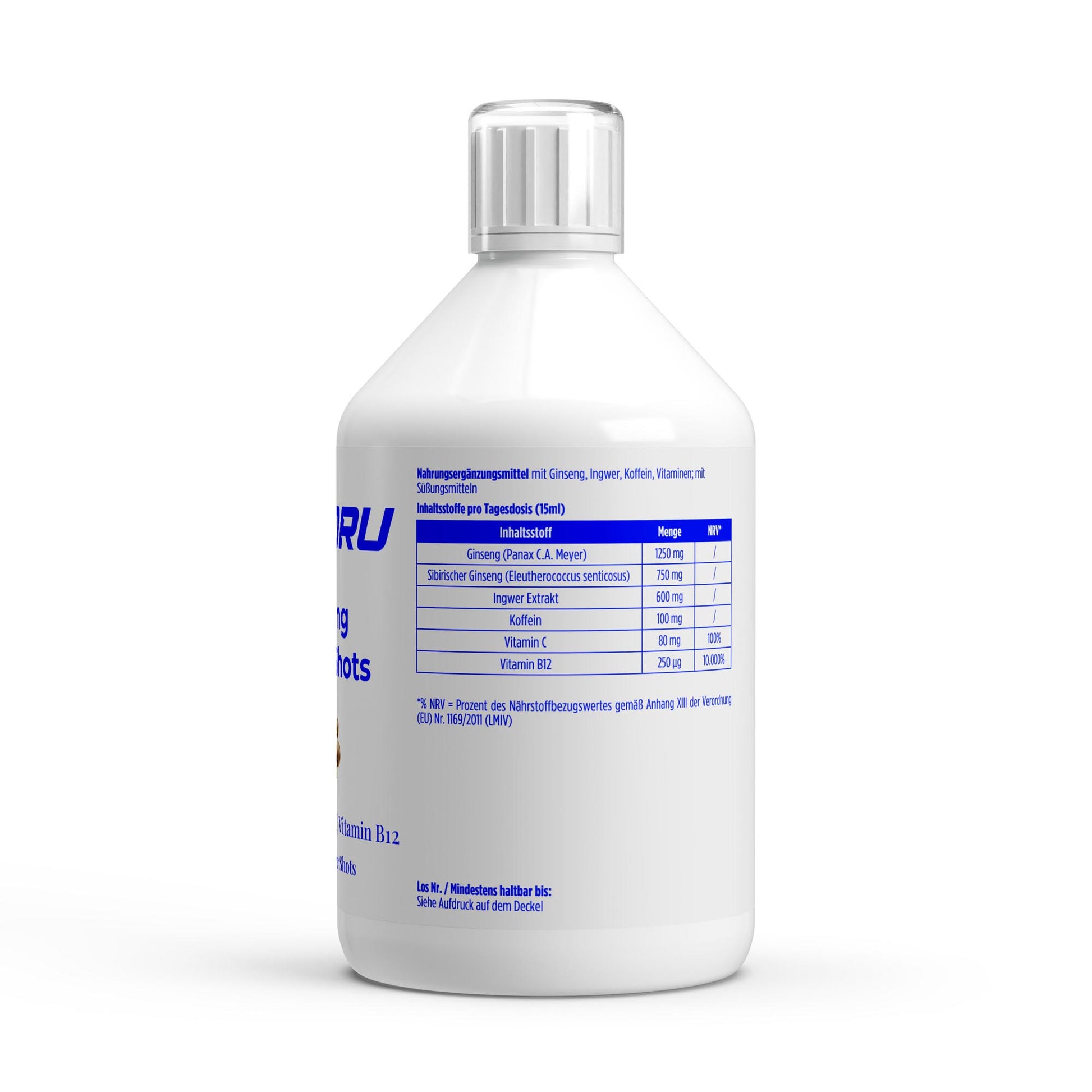 WAYDRU Ginseng Power Shots – 500 ml – Panax Ginseng, Ingwer, Koffein für Energie und Fokus