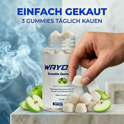 Einfache Anwendung der WAYDRU Kreatin Gummies: 3 Gummies täglich kauen.