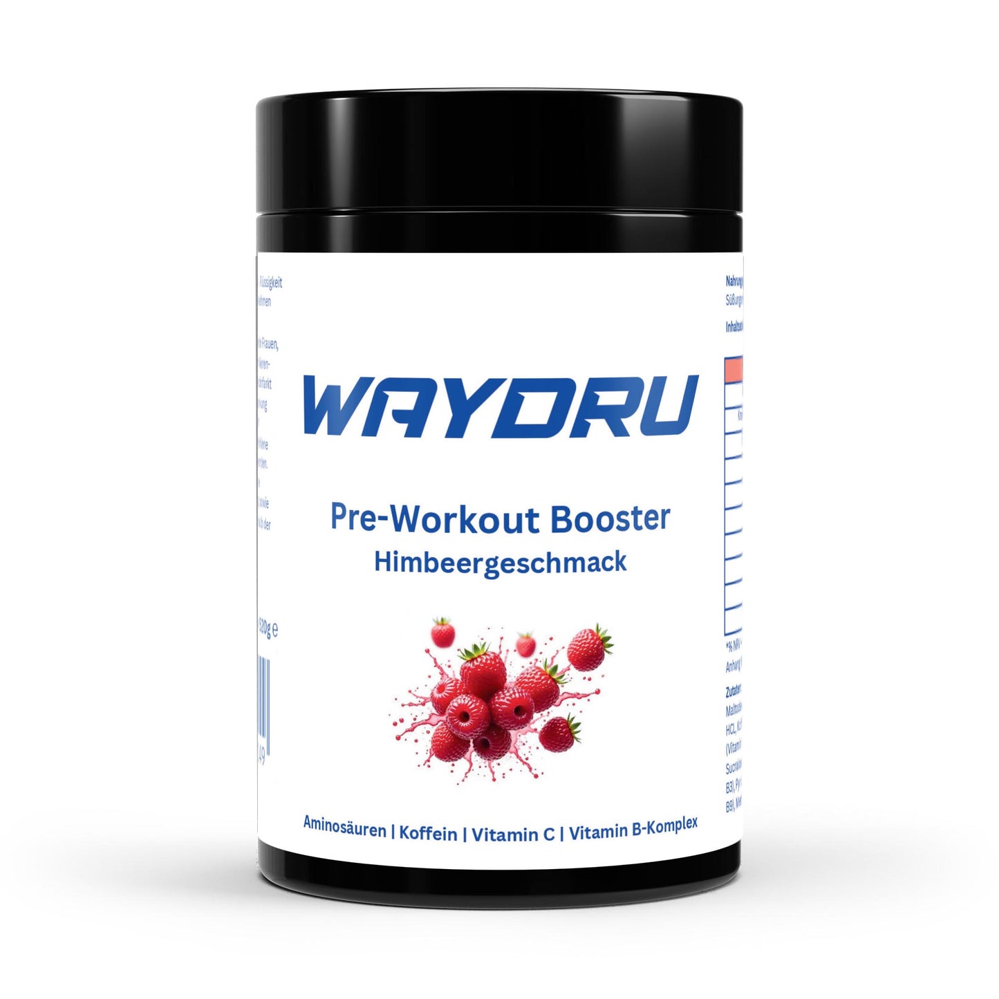 WAYDRU Pre Workout Booster Himbeere – Hochwirksamer Pre-Workout Drink mit fruchtigem Himbeergeschmack für Energie, Fokus & Performance im Gym.
