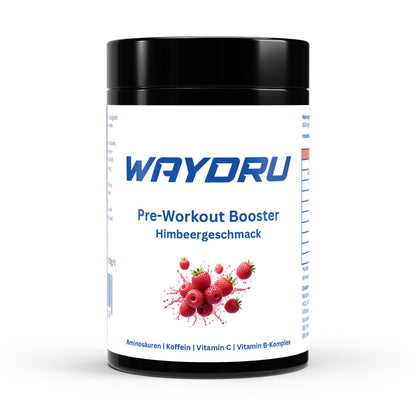 WAYDRU Pre Workout Booster Himbeere – Hochwirksamer Pre-Workout Drink mit fruchtigem Himbeergeschmack für Energie, Fokus & Performance im Gym.