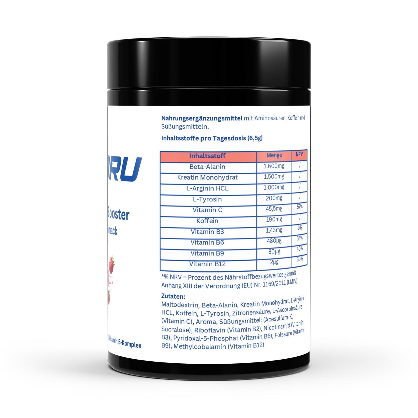 WAYDRU Pre Workout Booster Himbeere – Hochwirksamer Pre-Workout Drink mit fruchtigem Himbeergeschmack für Energie, Fokus & Performance im Gym.