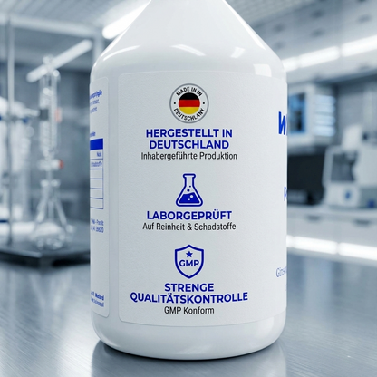 Laborgeprüfte Qualität der Ginseng Shots, hergestellt in Deutschland nach GMP-Standards.