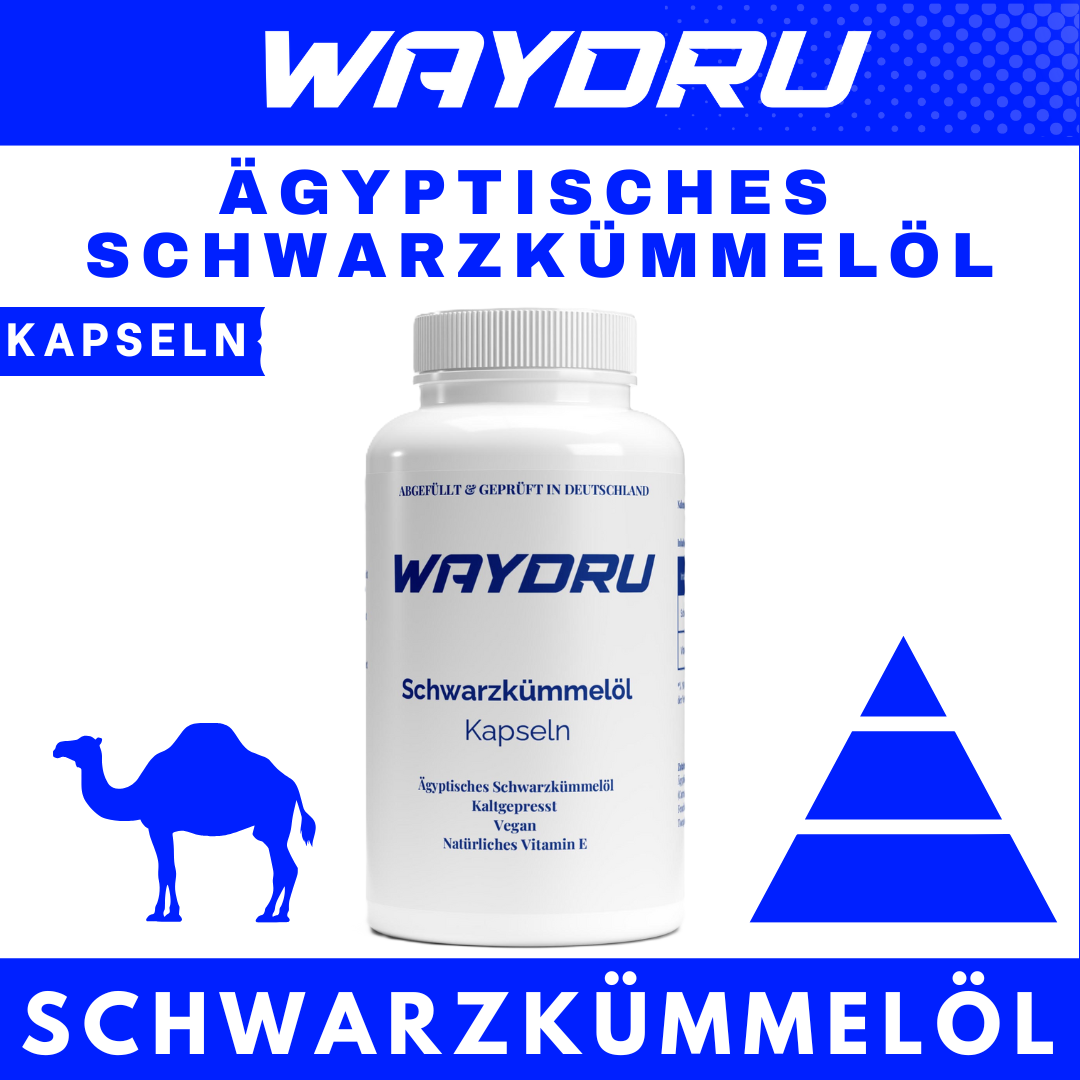 WAYDRU Schwarzkümmelöl Softgel Nahaufnahme – kaltgepresst & vegan