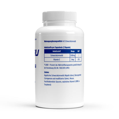 WAYDRU Schwarzkümmelöl Softgel Nahaufnahme – kaltgepresst & vegan