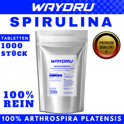 WAYDRU Spirulina Kapseln – Pflanzliche Proteinquelle & Antioxidantien für Energie, Immunsystem und Zellschutz. Vegan & natürlich.